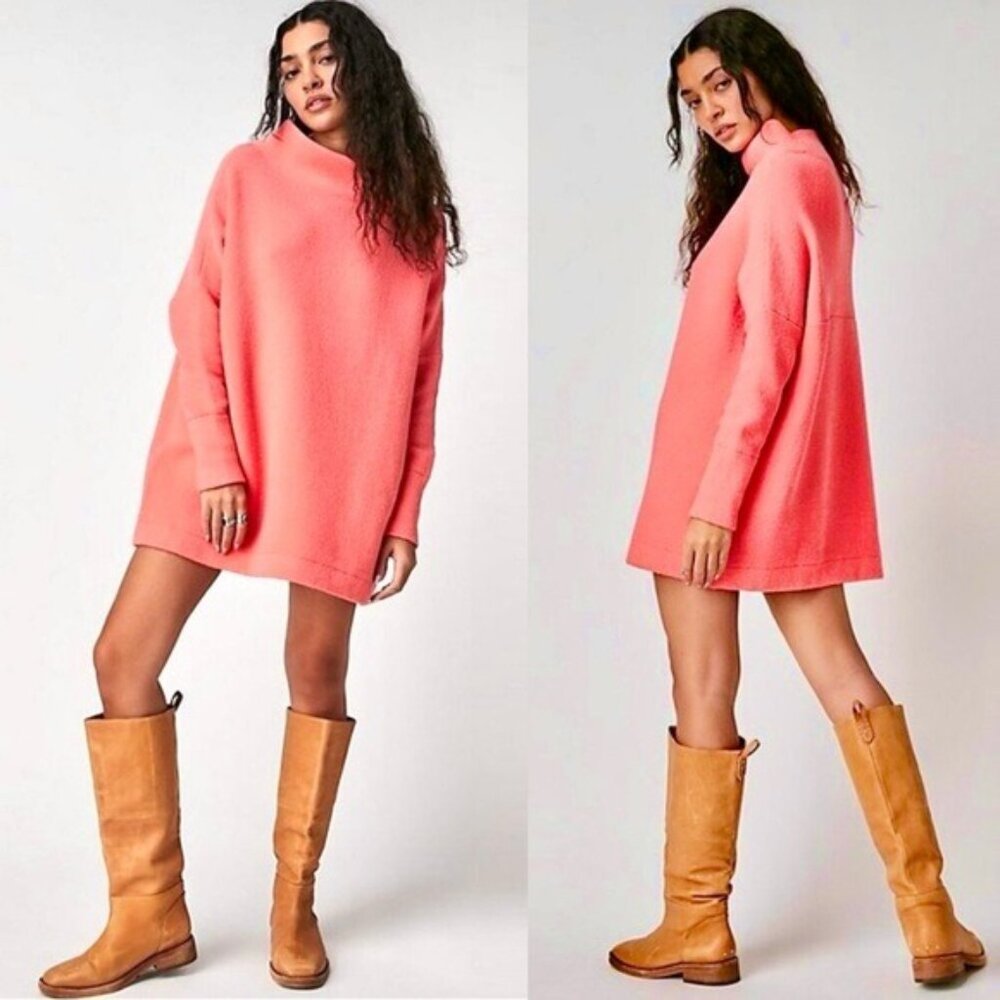 Free People | Coral Cowl Neck Tunic Sweater | Guava Juice | Large